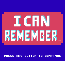 Fisher Price I Can Remember title screen for NES